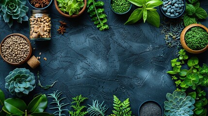 Wall Mural - Greenery Background with Succulents