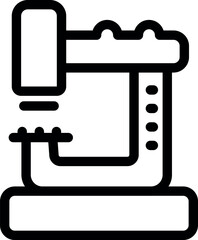 Poster - Black and white line art of a factory machine stamping metal parts for manufacturing