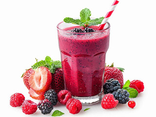 Sticker - Freshly Blended Berry Smoothie With Mint and Straw