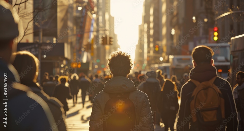 a crowd of people walking down the street in new york city, photo taken ...