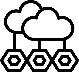 Poster - simple line icon representing cloud computing, data storage, and sharing
