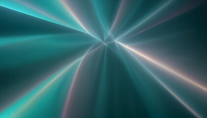 Wall Mural - Radiant green and blue abstract background with intersecting lines and rays of light