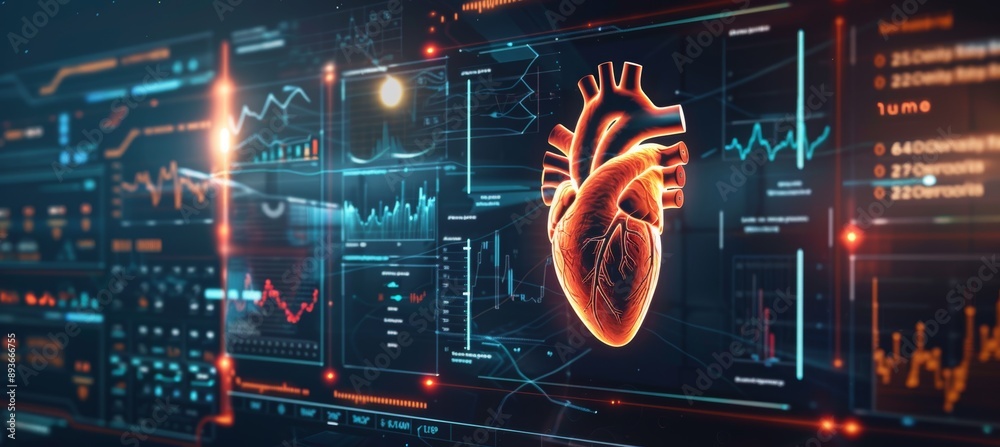 Advanced Digital Interface Displaying Heart Health Metrics on a Modern ...
