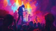 © nitiroj - Dynamic pop art concert scene, with vibrant lights, energetic performers, and bold color contrasts, showcasing the excitement of live music