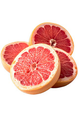 Wall Mural - [Transparent Background PNG]Freshly Cut Pink Grapefruit Halves Isolated on White Background