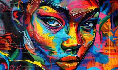 Vibrant Graffiti Portrait of a Woman