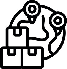 Poster - Icon of a global parcel tracking system showing packages being shipped worldwide