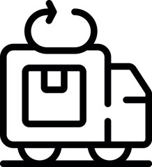 Poster - Simple, bold line icon of a delivery truck with a circular arrow, representing a returned parcel