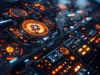 Poster - futuristic holographic interface with sleek digital readouts and cyber concept