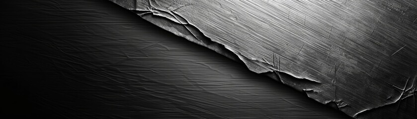 Wall Mural - Abstract close-up of a textured black and silver material with intricate lines and shadows, creating a minimalist and modern aesthetic.