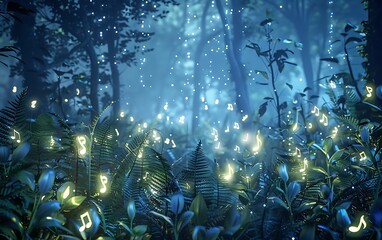 Poster - Enchanted Forest with Musical Notes