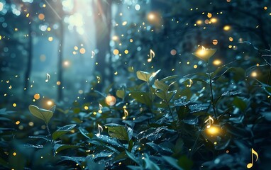 Poster - Magical Forest with Music Notes