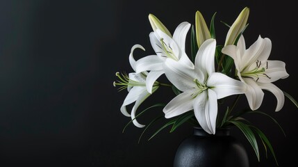 Poster - Lily flower arrangement in dark vase