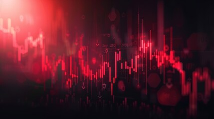 Poster - crypto trading stick candlestick chart down red candlestick down on dark background