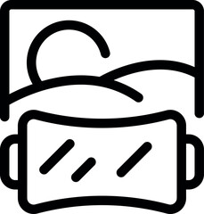 Poster - Line art icon of vr glasses showing a nature landscape picture