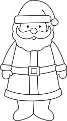 Sticker - Cute Santa Claus outline.
Isolated Christmas Santa Claus Coloring Drawing.
