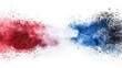 © ชลธิชา สว่างวงค์ - Explosive colorful powder splash collision in red and blue against white background, creating vibrant cloud effect for abstract designs.