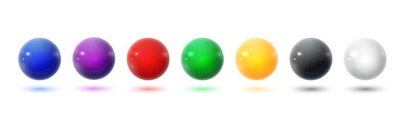 Glass ball set isolated on transparent background. Realistic colorful orbs. PNG 