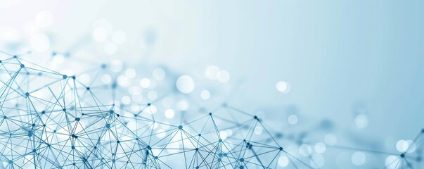 Poster - Blue background, interconnected network nodes, flat design illustration