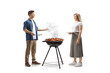 © Ljupco Smokovski - Young man and woman making a bbq and talking