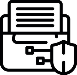 Poster - Shield protecting data transfer with document behind symbolizing secure file sharing