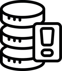 Poster - Line icon of a database showing a warning message, representing a data error