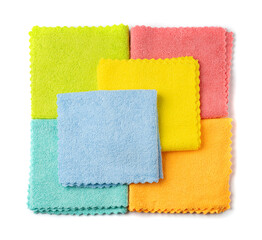 Wall Mural - Cleaning cloth stack isolated. Wipe rag, cleaning microfiber towel, wiping cotton napkin, microfibre fabric