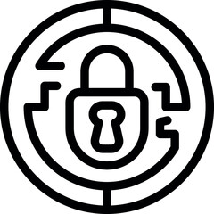 Poster - Padlock is sitting in the center of a maze symbolizing data protection and cybersecurity