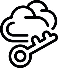 Poster - Simple icon of a key unlocking cloud data, representing cloud computing security