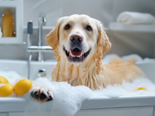 Canvas Print - dog in the bathroom