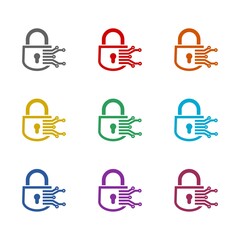 Sticker - Cyber security icon isolated on white background. Set icons colorful