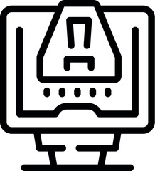 Poster - Line icon of a computer displaying a warning notification, symbolizing a system alert