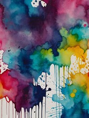 Wall Mural - Vibrant watercolor background with grunge splashes, abstract and bright