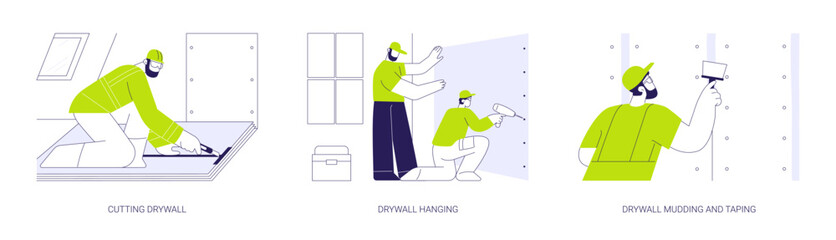 Poster - Drywalling service abstract concept vector illustrations.