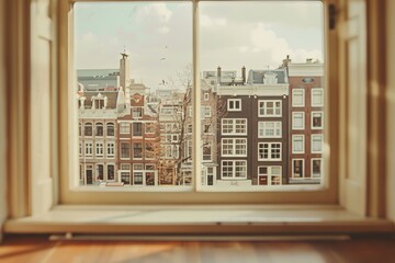 Wall Mural - View from the window on the old houses in Amsterdam, Netherlands.