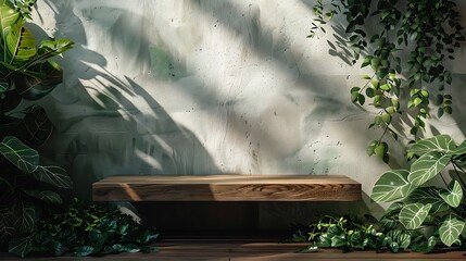 Canvas Print - Wooden Platform Surrounded by Lush Greenery