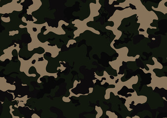 Wall Mural - 
dark green camouflage background, army pattern for textile, forest design