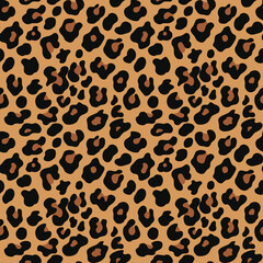 Wall Mural - modern leopard design vector pattern with spots on yellow background seamless texture