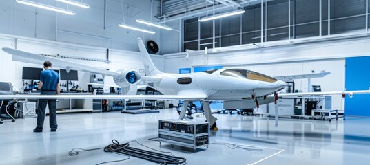 Wall Mural - Scientists Developing Advanced Battery Technologies for Electric Aircraft Prototypes in a Laboratory