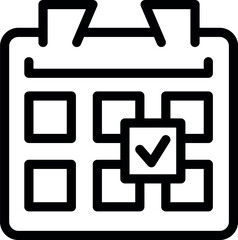 Poster - Simple line icon of a calendar with a checkmark, representing a completed task or appointment