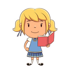 Sticker - Child reading book, hand on hip, schoolgirl