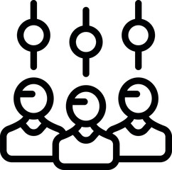 Poster - Team of three people working together sharing ideas connecting with lines