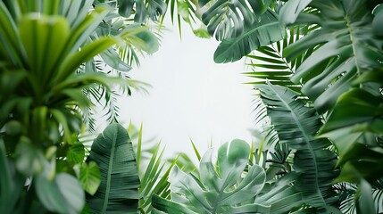 Canvas Print - Lush Green Tropical Leaves Background