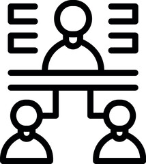 Poster - Line icon of a manager managing two employees with checklist symbol
