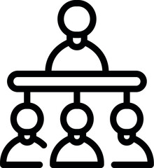 Poster - line art icon of a business organization chart with a manager leading three employees
