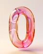 © umut hasanoglu - The number '0' in the form of a transparent liquid material, light pink and light red tone 3D zero letter background