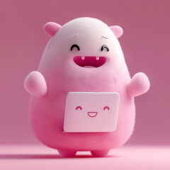 Poster - cute kawaii cartoon character, copy space