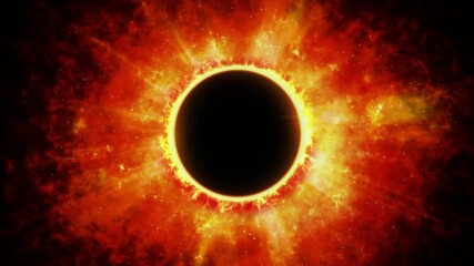 Wall Mural - black hole fiery nebula 4k loop features a black hole at the center of fire and lights emanating out
