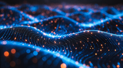 Poster - Abstract blue digital circuit scenery emphasizing technology and innovation in three dimensions.