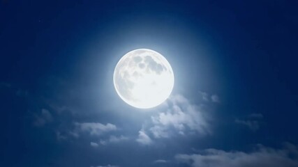 Poster - This bright full moon shines in a dark night sky. Natural phenomena